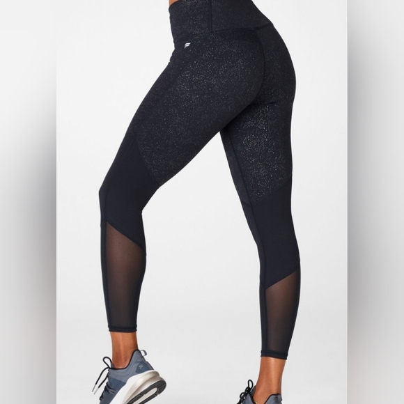 Fabletics Pants - NWT Fabletics Zone High-Waisted 7/8 High Impact Leggings Sz 2X Blk Glitz Color.